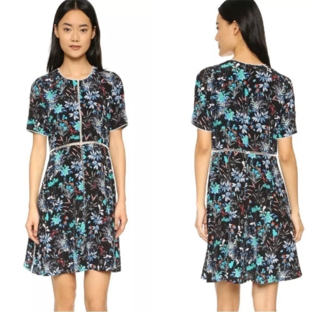 The Kooples Botanical Floral Print Silk Mini Dress Size Small